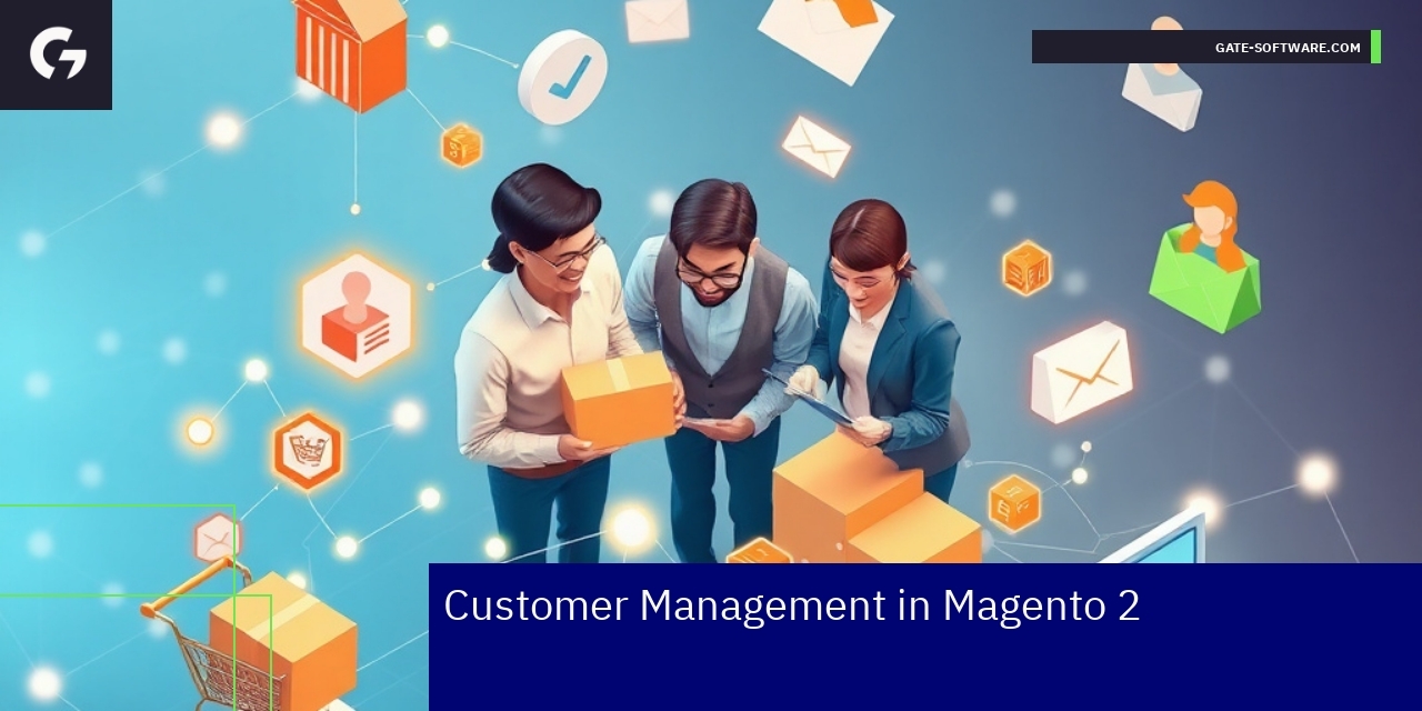 Customer data, purchase history and communication icons