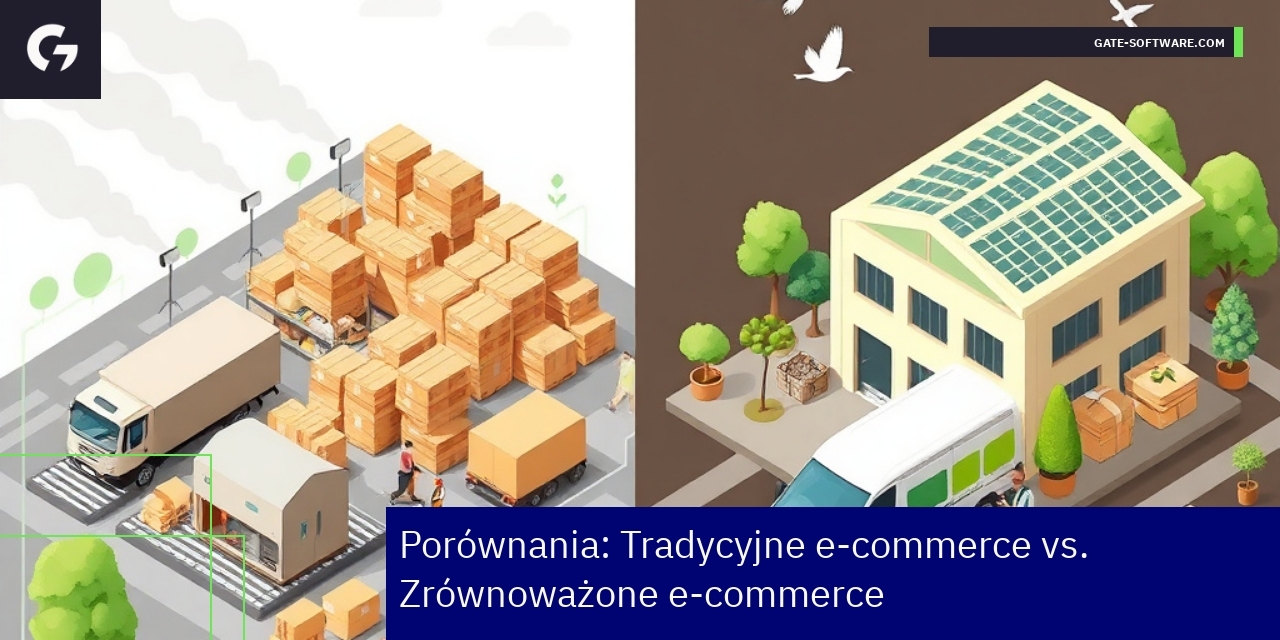 Schemat porównujący tradycyjne i zrównoważone e-commerce