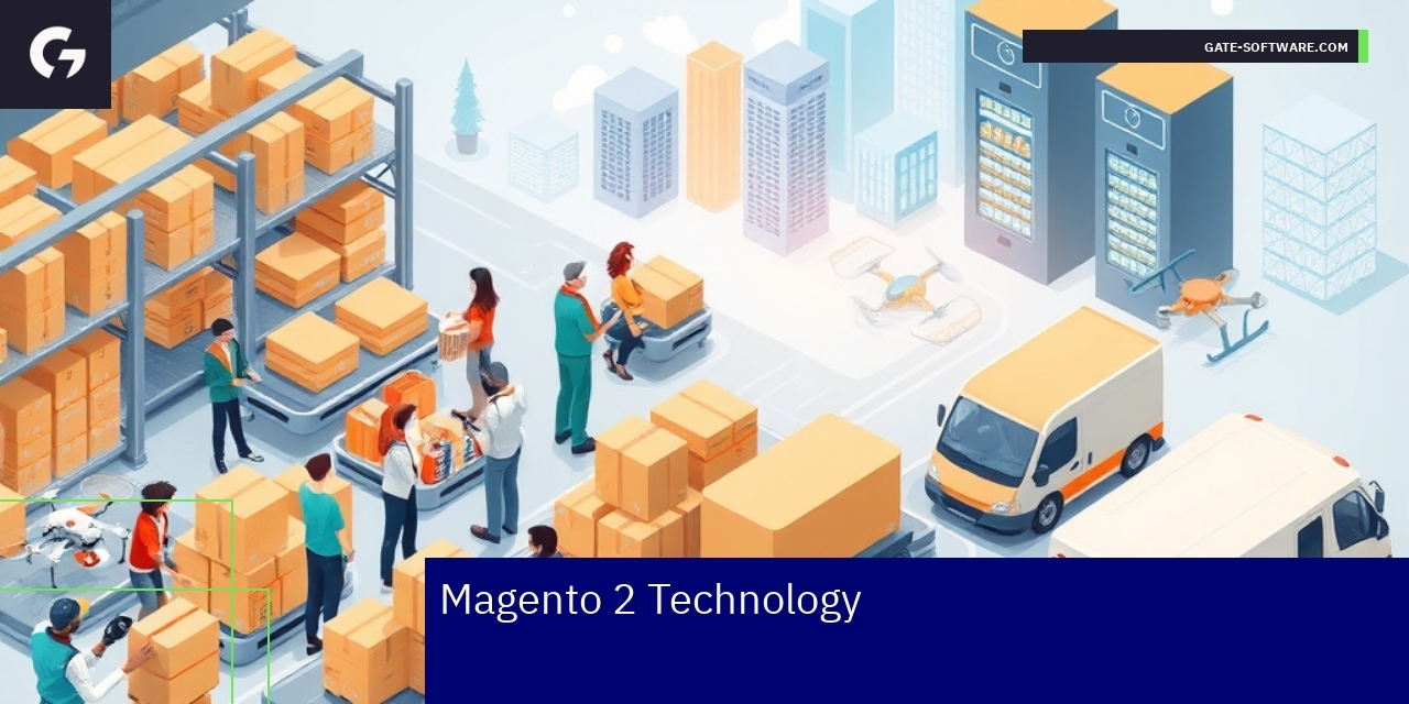 Diagram showing Magento 2 architecture and benefits