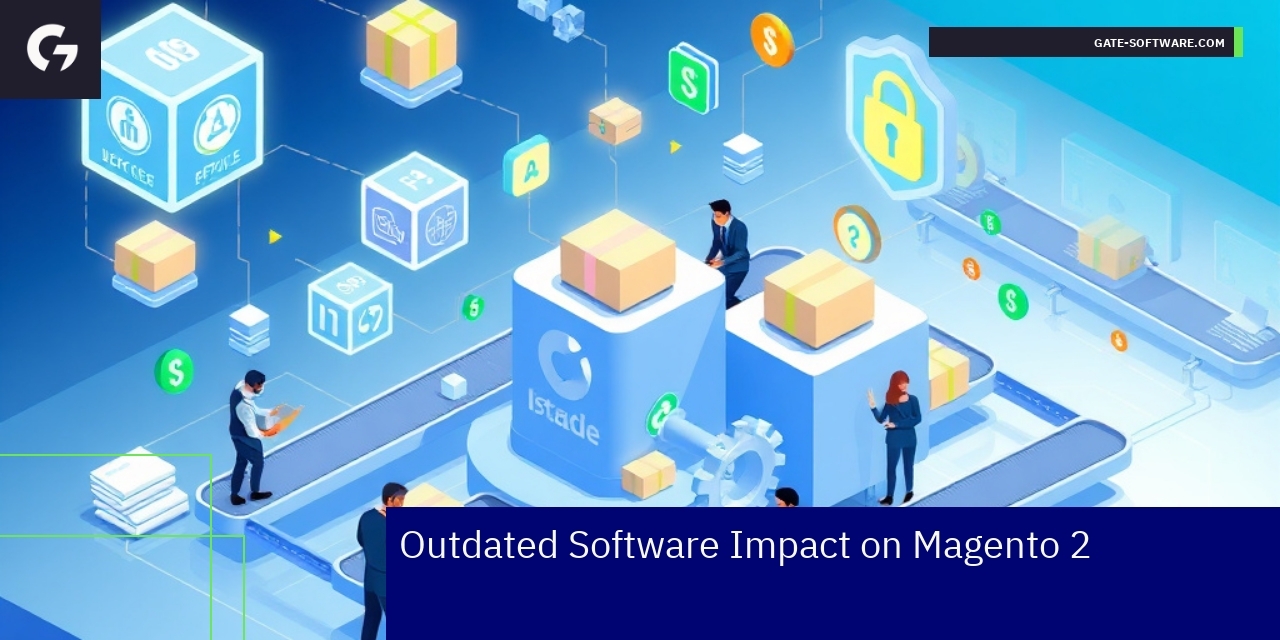 Impact and Management of Outdated Magento Software Magento software update process on digital screens