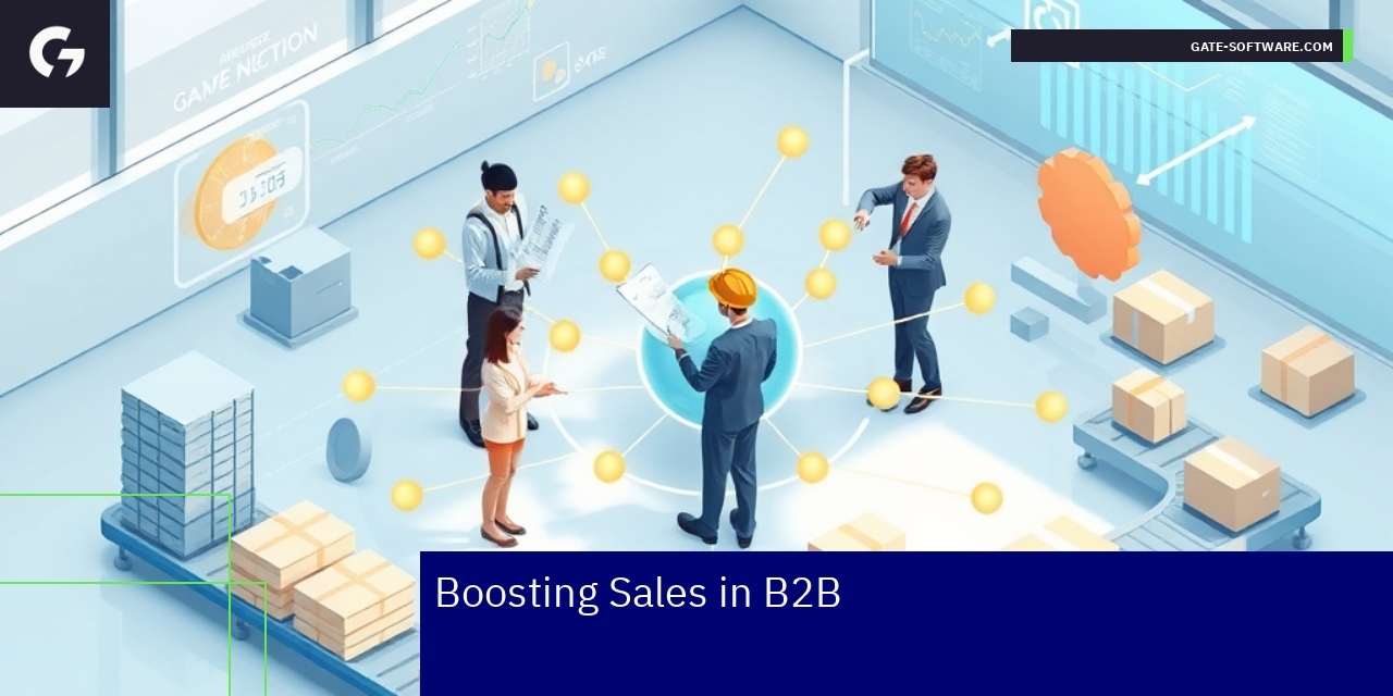 Boosting B2B Sales with Magento 2 Platform Diagram showing B2B sales growth strategies