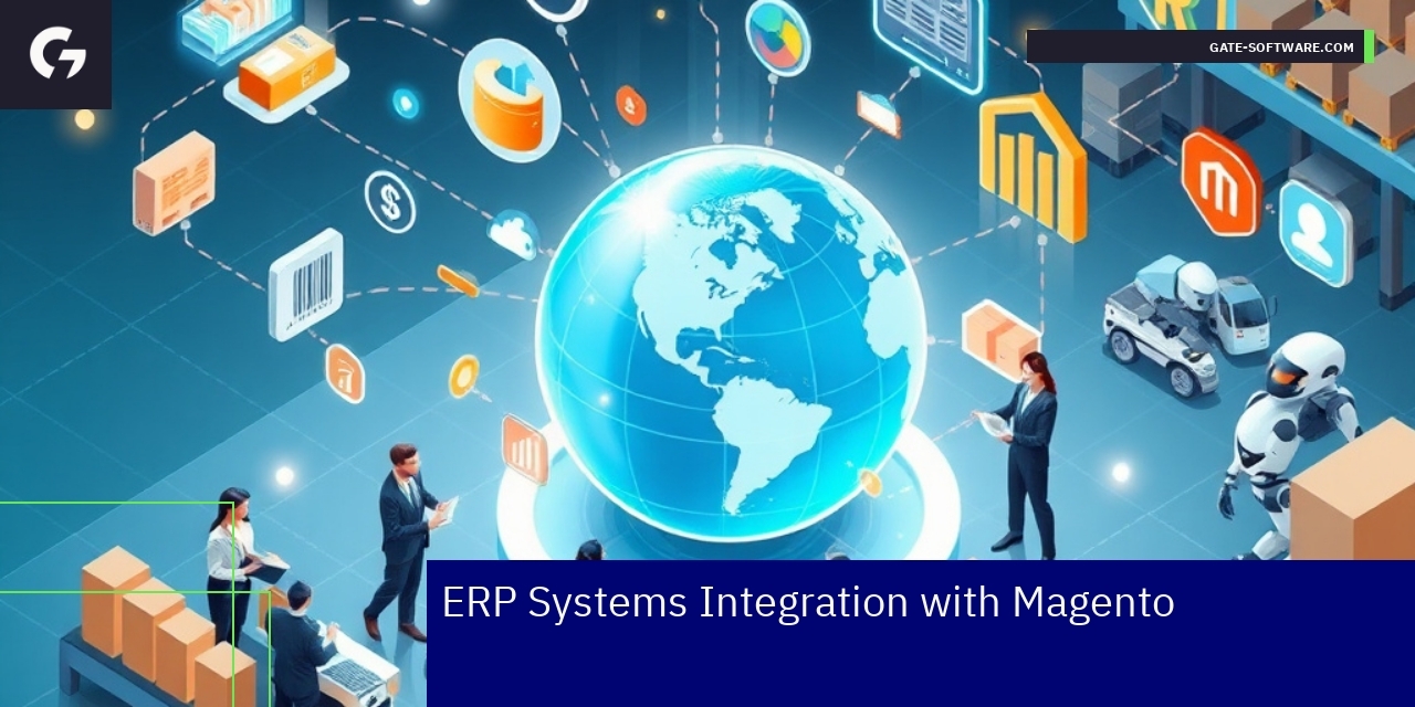 ERP Integration with Magento for B2B Platforms Diagram showing ERP and Magento integration workflow