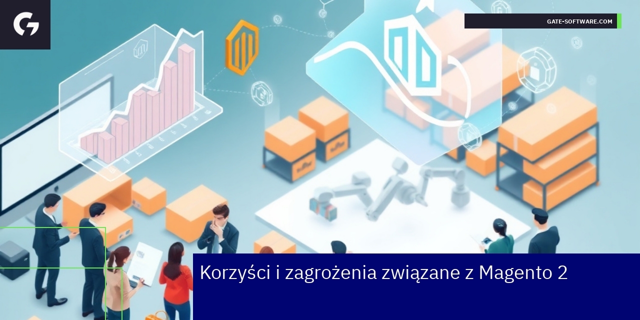 Schemat korzyści i zagrożeń Magento 2 dla biznesu B2B