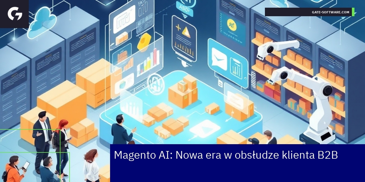 Grafika ilustrująca AI wspierającą handel B2B