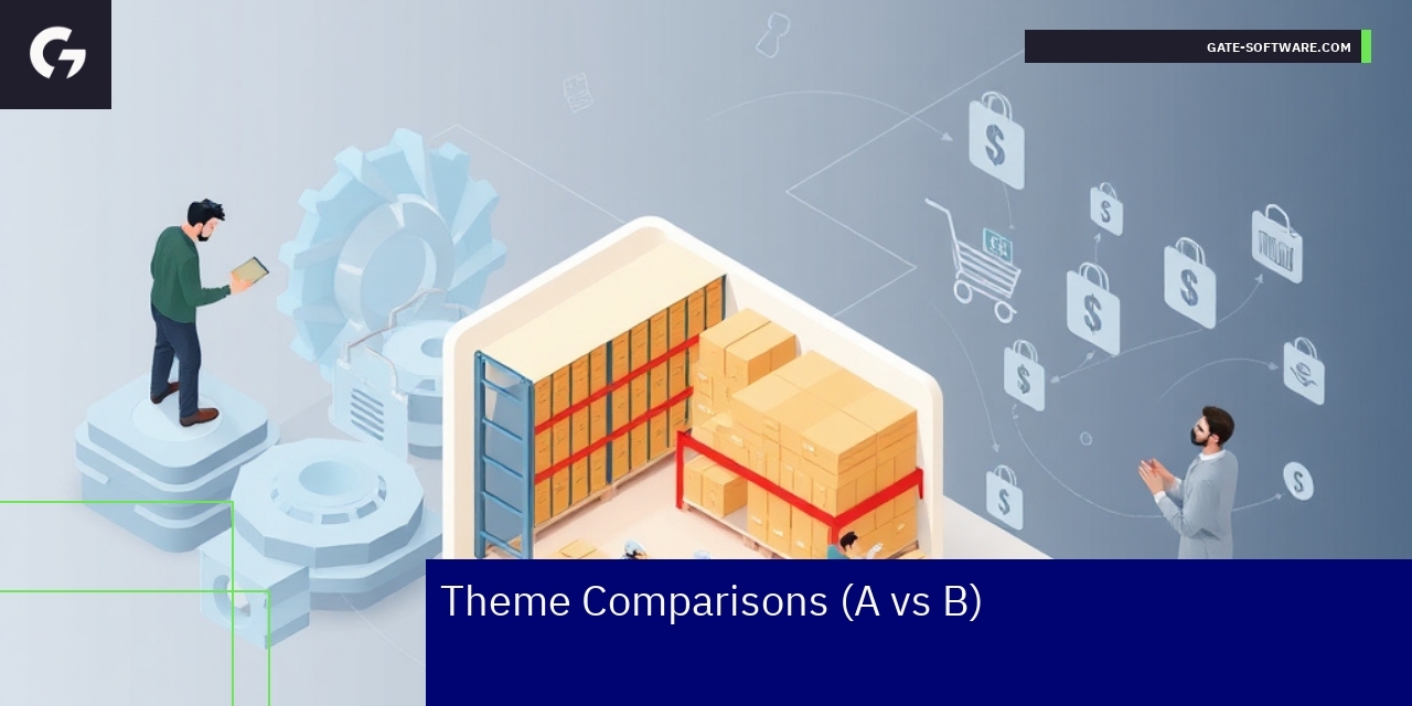 Magento themes comparison infographic with key features
