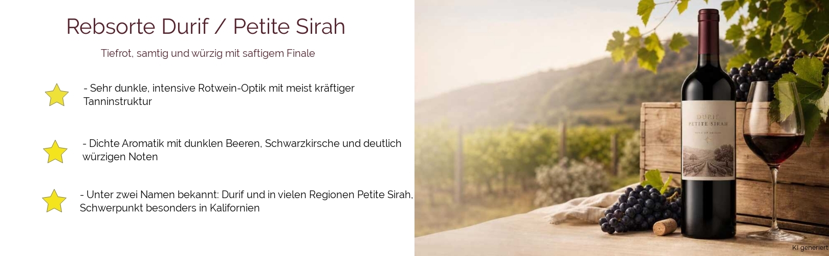 Wein & Spirituosen - Rebsorte Durif / Petite Sirah