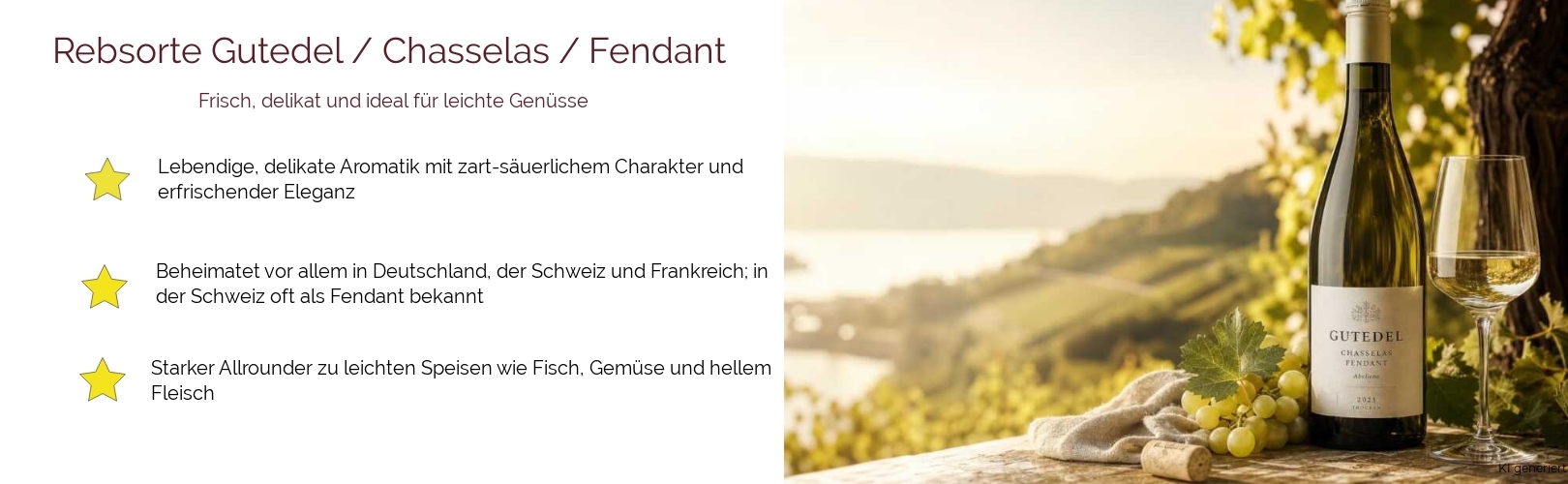 Wein & Spirituosen - Rebsorte Gutedel / Chasselas / Fendant