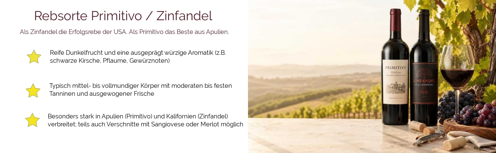 Wein & Spirituosen - Rebsorte Primitivo / Zinfandel