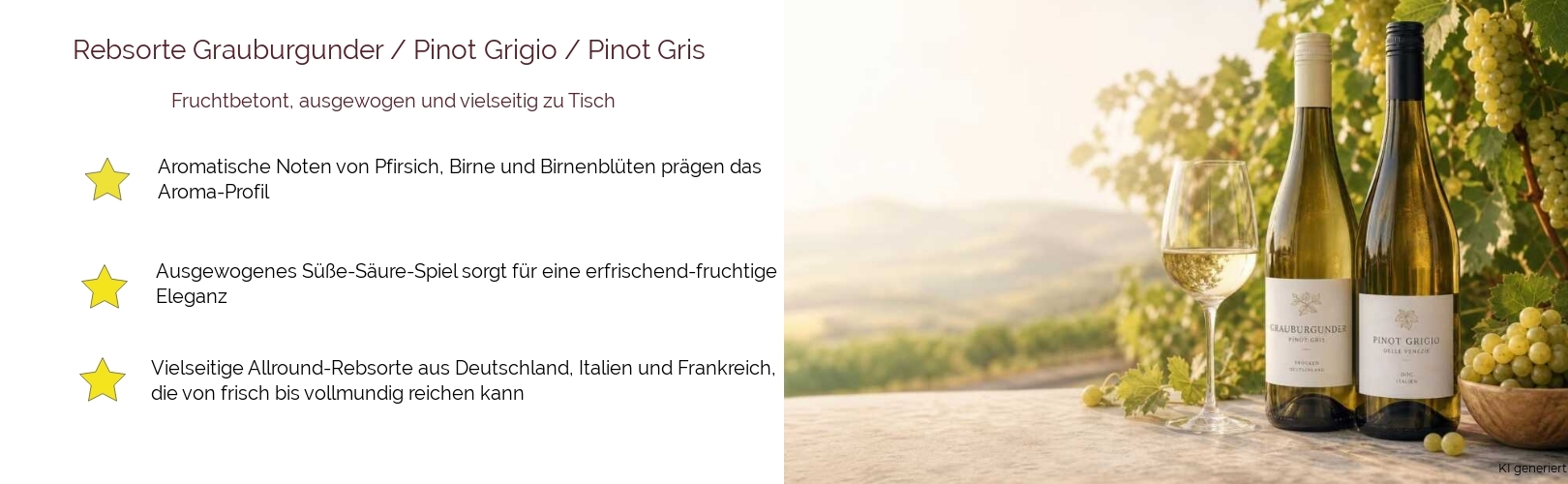 Wein & Spirituosen - Rebsorte Grauburgunder / Pinot Grigio / Pinot Gris