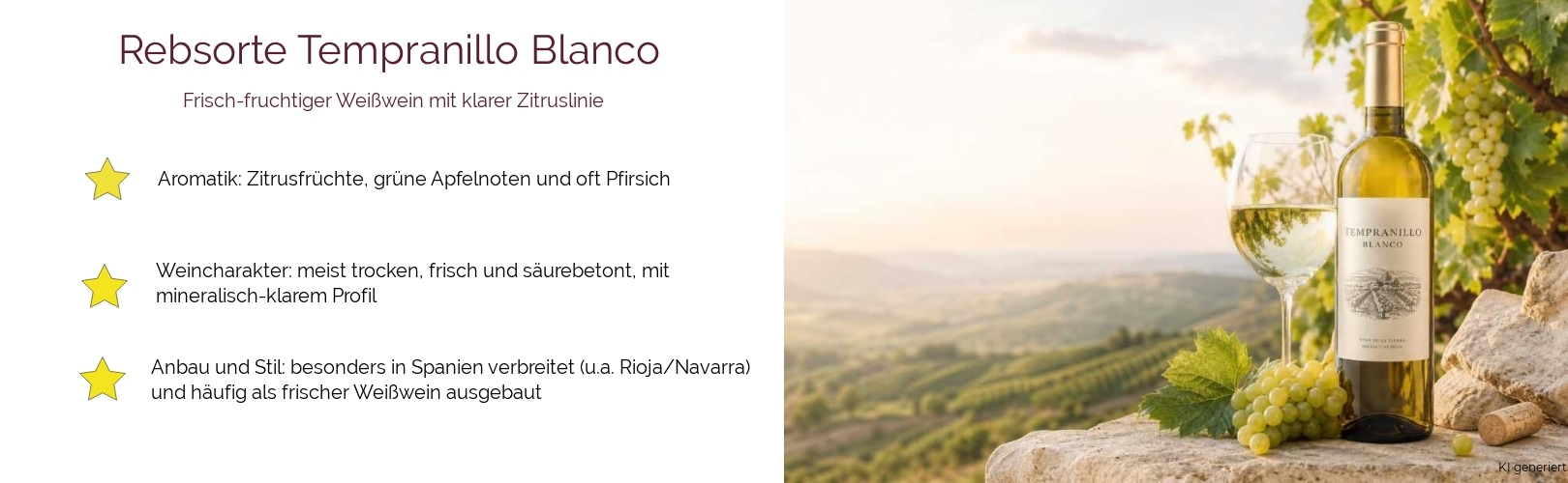 Wein & Spirituosen - Rebsorte Tempranillo Blanco