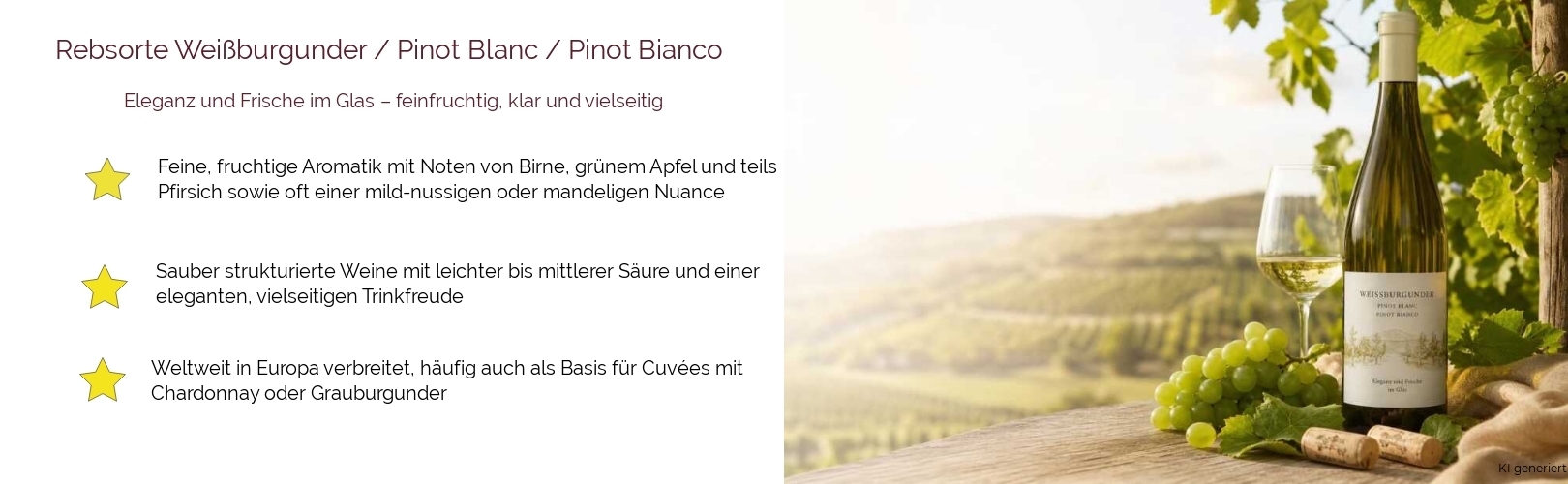 Wein & Spirituosen - Rebsorte Weißburgunder / Pinot Blanc / Pinot Bianco