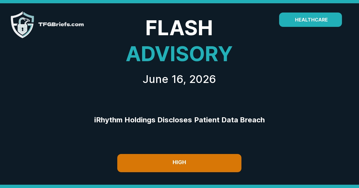 Flash Advisory: iRhythm Holdings Discloses Patient Data Breach via Third-Party Applications