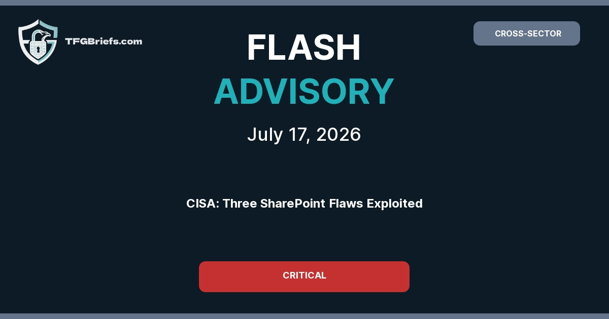 Flash Advisory: CISA Alerts: Three SharePoint Flaws Under Active Exploitation