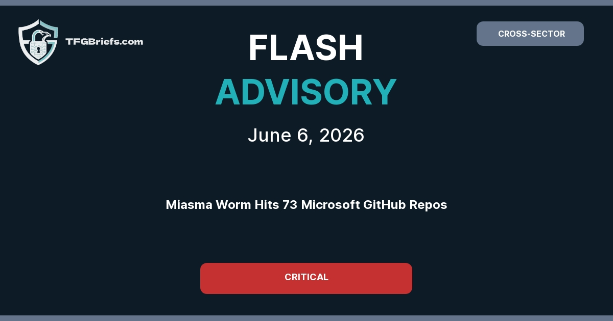Flash Advisory: Miasma Worm Compromises 73 Microsoft GitHub Repositories in Active Supply Chain Attack