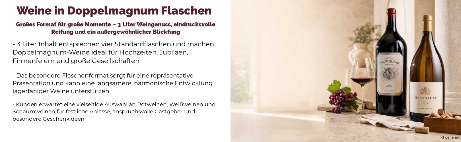 Weine in Doppelmagnum Flaschen