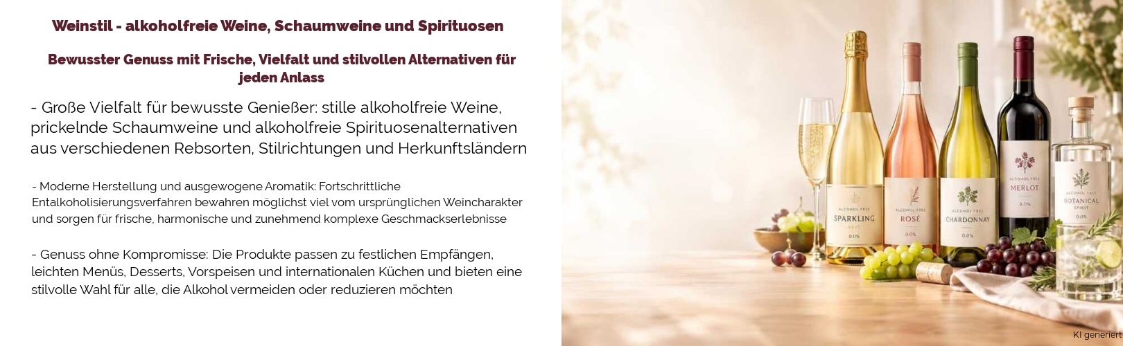 alkoholfreie Weine, Schaumweine und Spirituosen