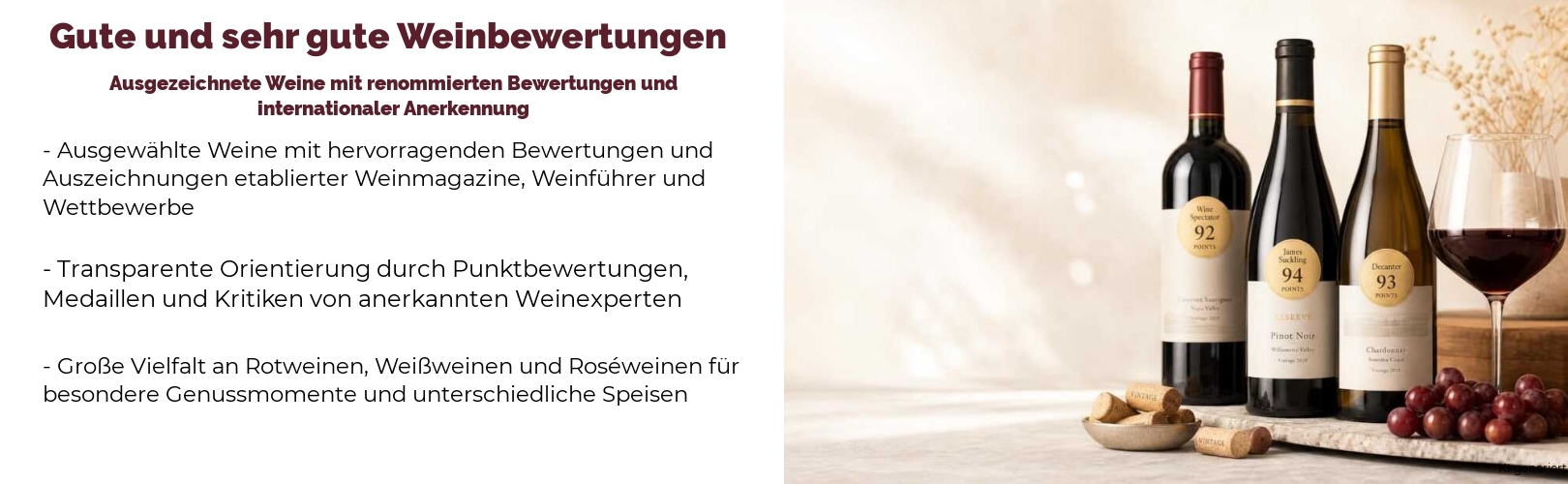 Gute und sehr gute Weinbewertungen