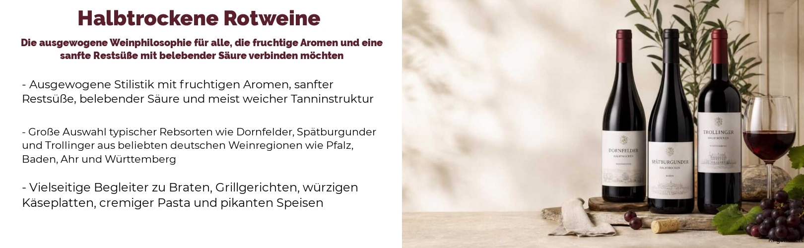 Halbtrockene Rotweine