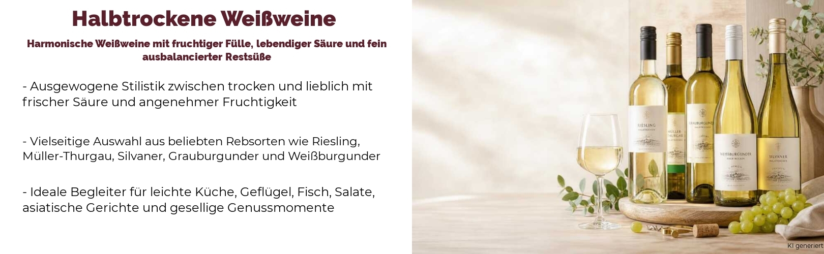 Halbtrockene Weißweine