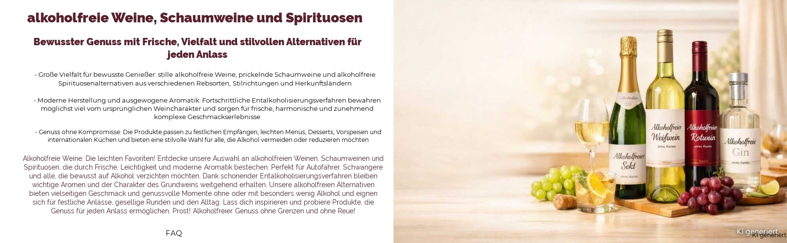 alkoholfreie Weine, Schaumweine und Spirituosen
